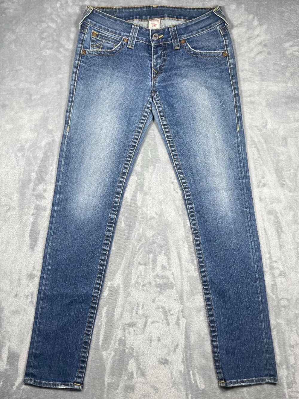 True Religion Skinny Slim Jeans 30x34 Western Made USA Blue Y2K Denim